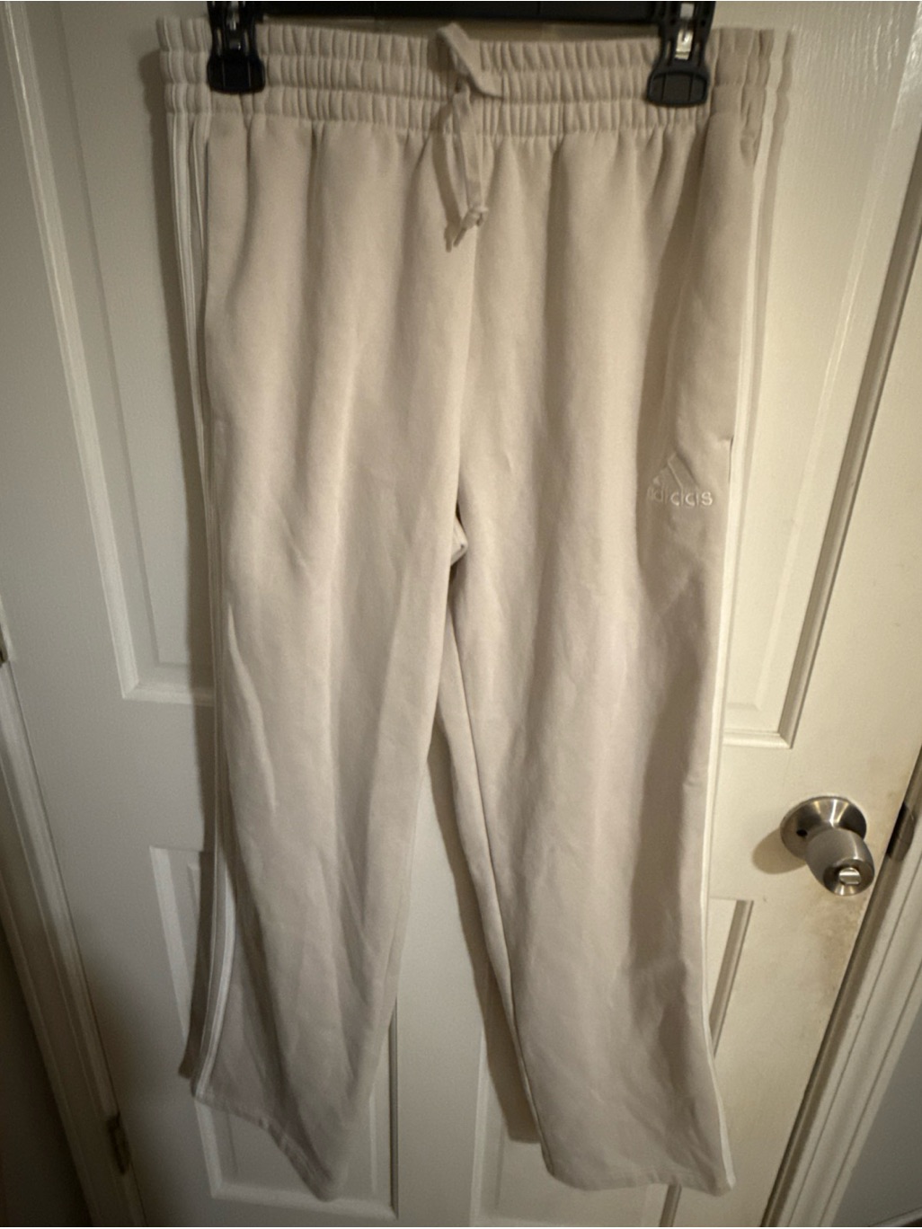 Adidas Beige Embroidered Logo Sweatpants